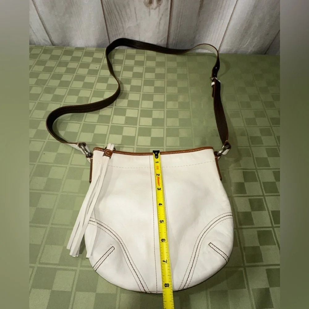 Coach White and Brown Crossbody Bag with Adjustable Strap